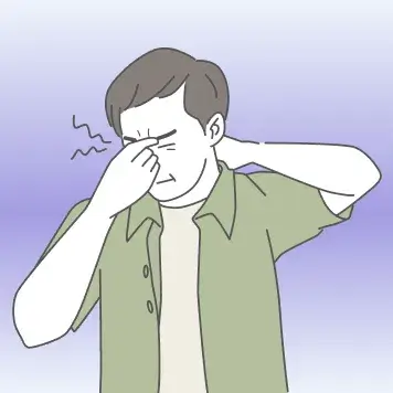 首を押さえる男性